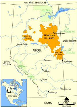 Figure 2. Alberta Oil Sands Region (source: Wikipedia, created by Norman Einstein, 2006)