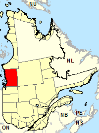Carte de localisation pour la Baie James et rivière La Grande