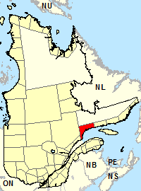 Carte de localisation pour Sept-Îles - Port-Cartier 