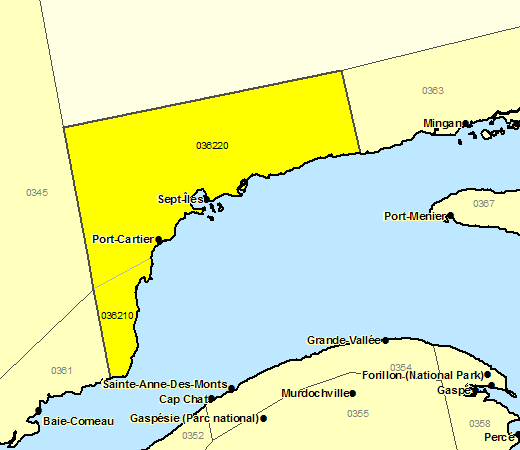 Forecast Sub-regions of Sept-Îles - Port-Cartier 