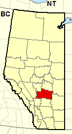 Carte de localisation - Red Deer - Ponoka - Innisfail - Stettler