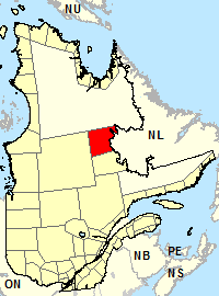 Location map for Schefferville