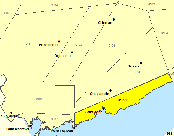 Sous-région de prévisions - Saint John et le comté