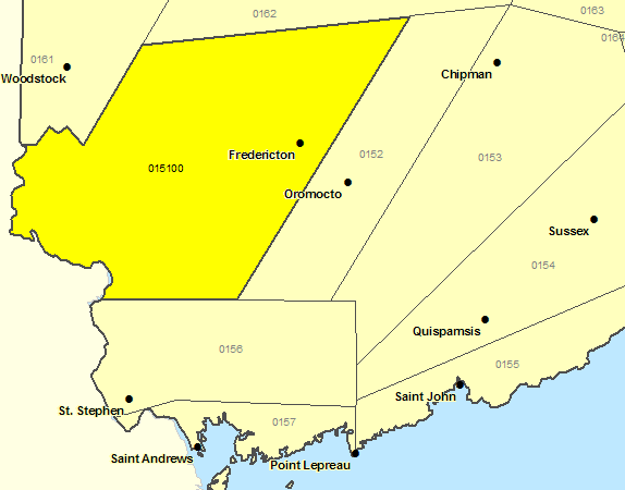Sous-région de prévisions - Fredericton et sud du comté de York