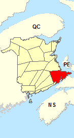 Carte de localisation - Moncton et sud-est du Nouveau-Brunswick