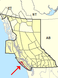 Carte de localisation - Île de Vancouver Ouest