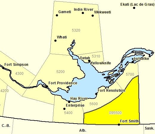 Sous-région de prévisions de la région de Thebacha incl. Ft. Smith - réserve de Salt River