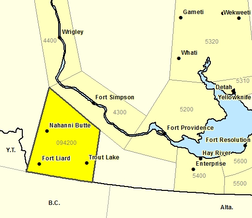 Forecast Sub-regions of Ft. Liard Region including Nahanni Butte - Trout Lake