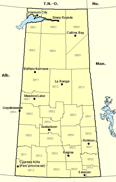 Carte de la Saskatchewan