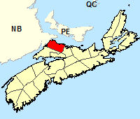 Carte de localisation -  Nord du comté de Cumberland et passage de Cobequid