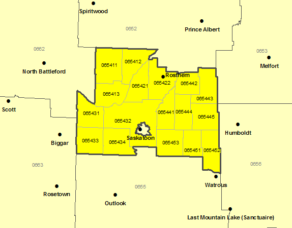 Sous-régions de prévisions de Martensville - Warman - Rosthern - Delisle - Wakaw