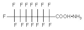 Structure chimique de l'acide pentadécafluorooctanoïque (Sel d'ammonium)