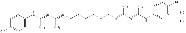 Structure chemique de Dichlorhydrate de chlorhexidine