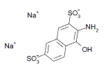 Chemical structure 2,7-Naphthalenedisulfonic acid, 3-amino-4-hydroxy, disodium salt