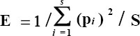 Equation for Evenness Index