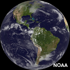 Image satellite de la Terre montrant l'ouragan Sandy.