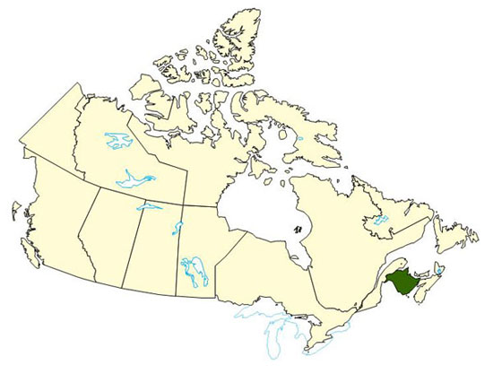 Carte du Canada avec les régions affectées rehaussées