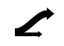 An upward sloping line separating from a straight arrow below it