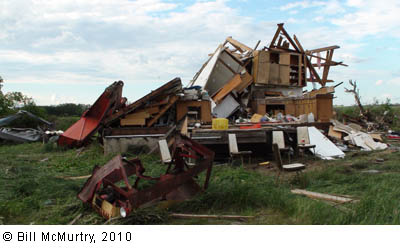 Raymore Saskatchewan Tornado damage on July 2, 2010.  First confirmed F3 (or stronger) tornado to hit Saskatchewan since 1996. Bill McMurtry © Environment Canada 2010.