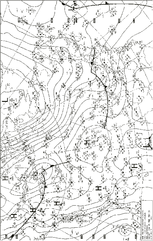 Carte du temps en surface du Centre météorologique canadien