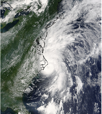 Hurricane Alex, August 3, 2004. Category 1 hurricane near the Carolinas. Photo: NASA